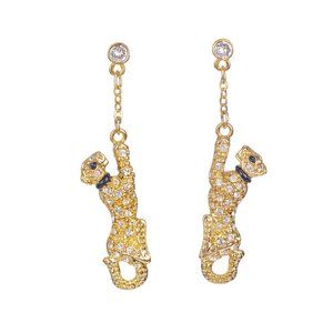 20K Gold Swarovski Panther Earrings